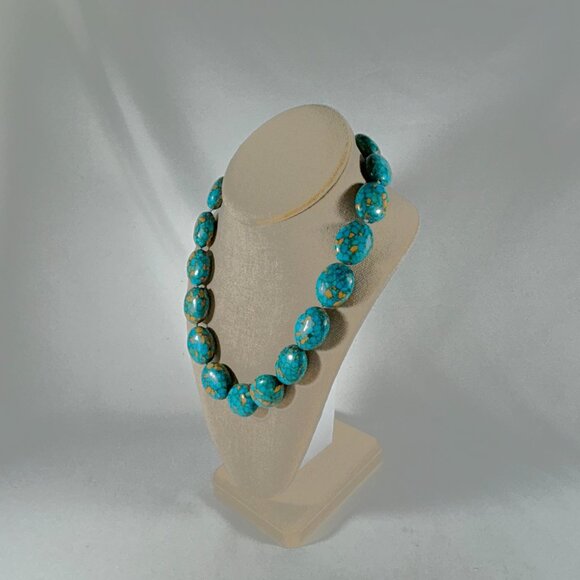 18 IN INCH FAUX TURQUOISE NECKLACE. - Picture 2 of 6